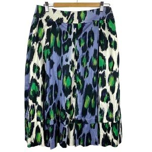 Spanner Animal Print Full Cotton Midi Skirt Size 10 Lilac Green NWT